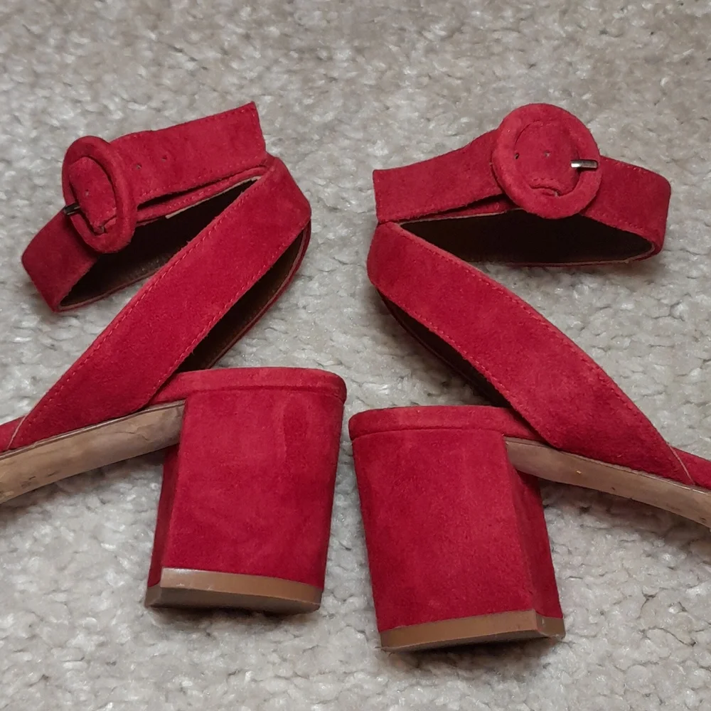 MARGAUX CITY SANDALS IN RED SUEDE size 39.5 - Picture 3 of 16